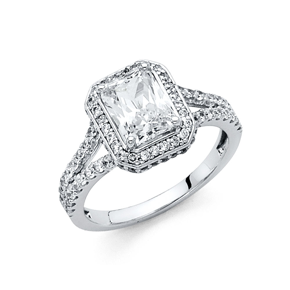 14K White Gold CZ Engagement Ring