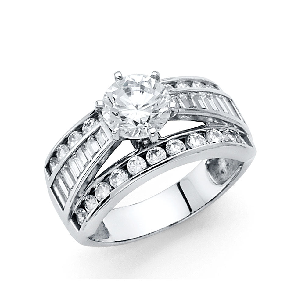14K White Gold CZ Engagement Ring