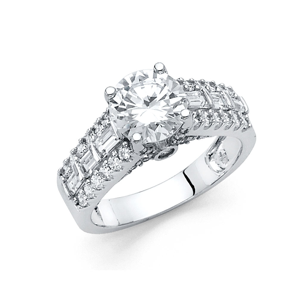 14K White Gold CZ Engagement Ring