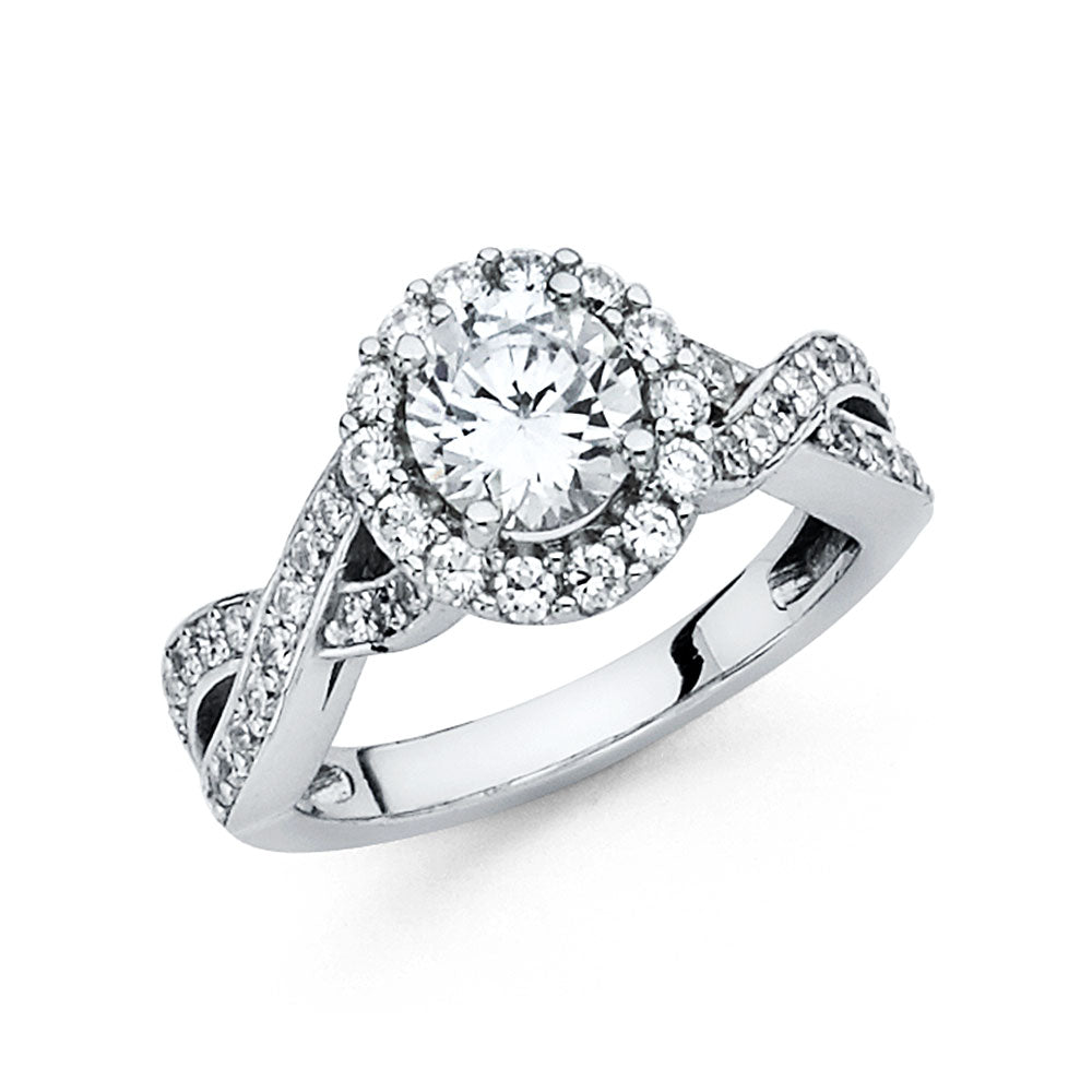 14K White Gold CZ Engagement Ring
