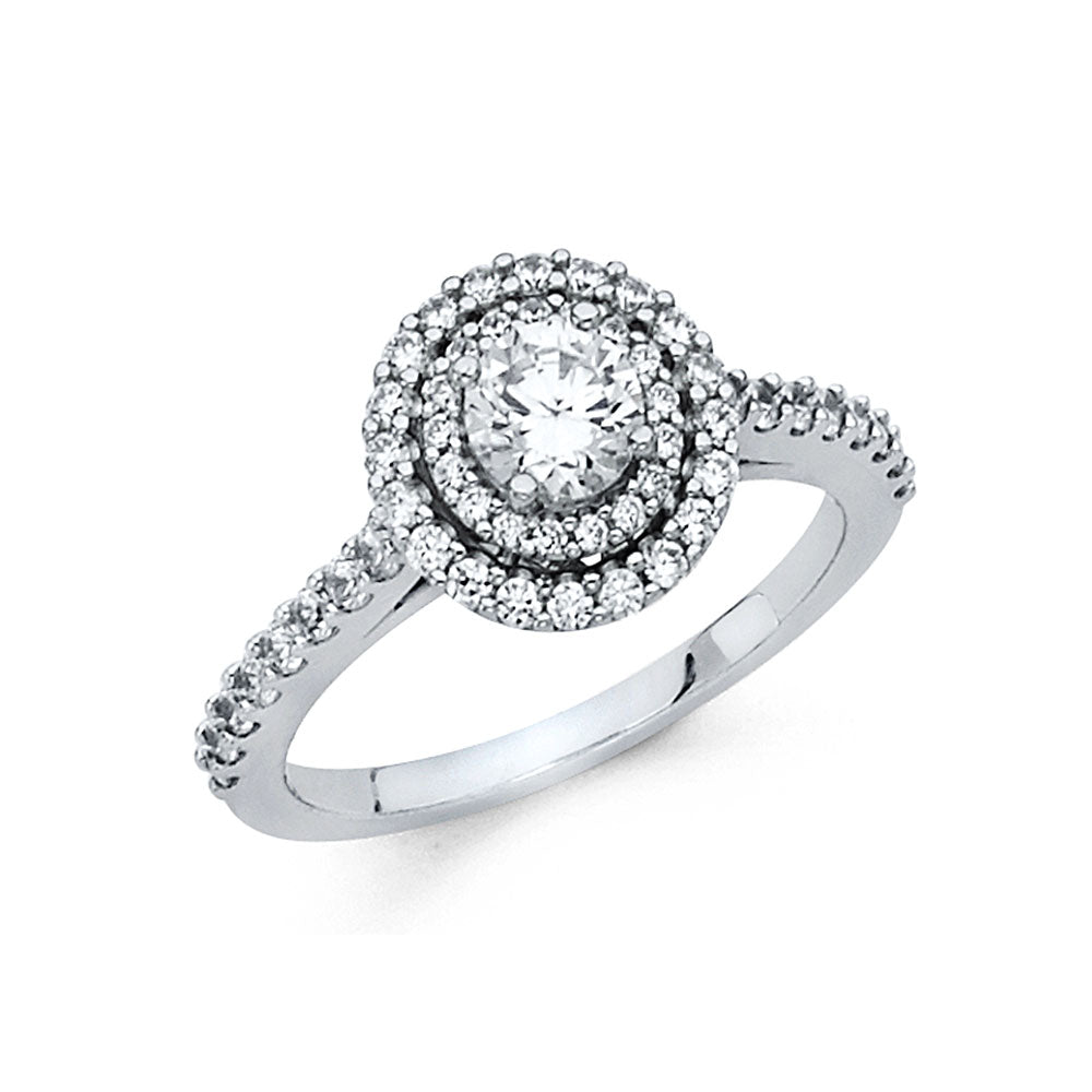 14K White Gold CZ Engagement Ring