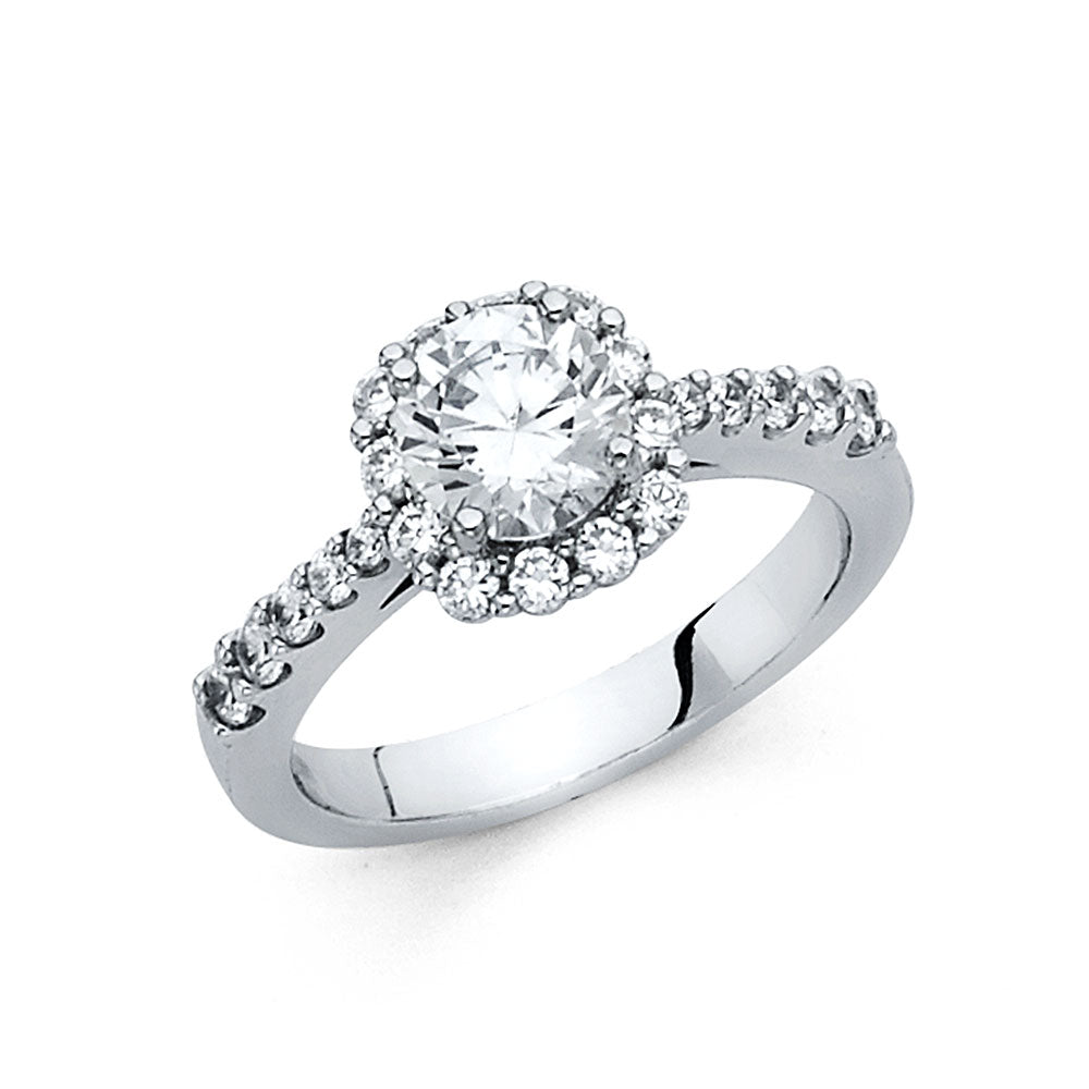 14K White Gold CZ Engagement Ring