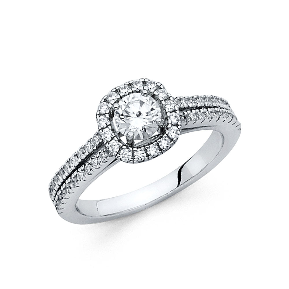 14K White Gold CZ Engagement Ring