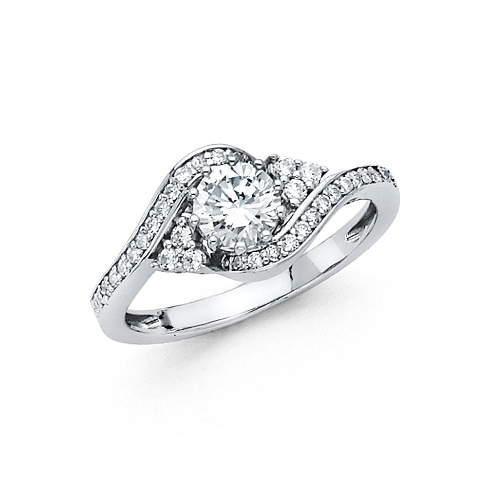 14K White Gold CZ Engagement Ring