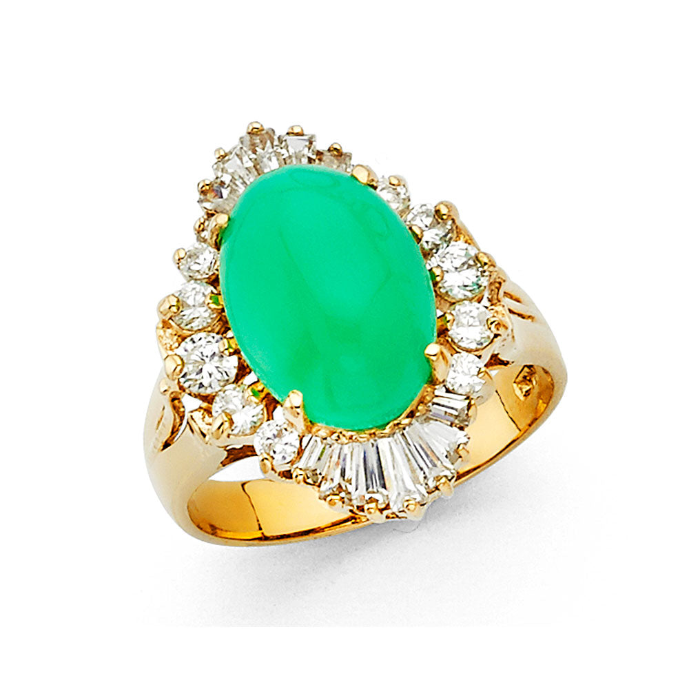 14K Yellow Gold Natural Jade Ring