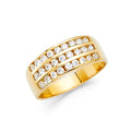 14K Yellow Gold CZ 3 Row Band