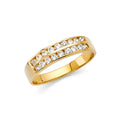 14K Yellow Gold CZ 2 Row Band