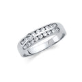 14K White Gold CZ 2 Row Band