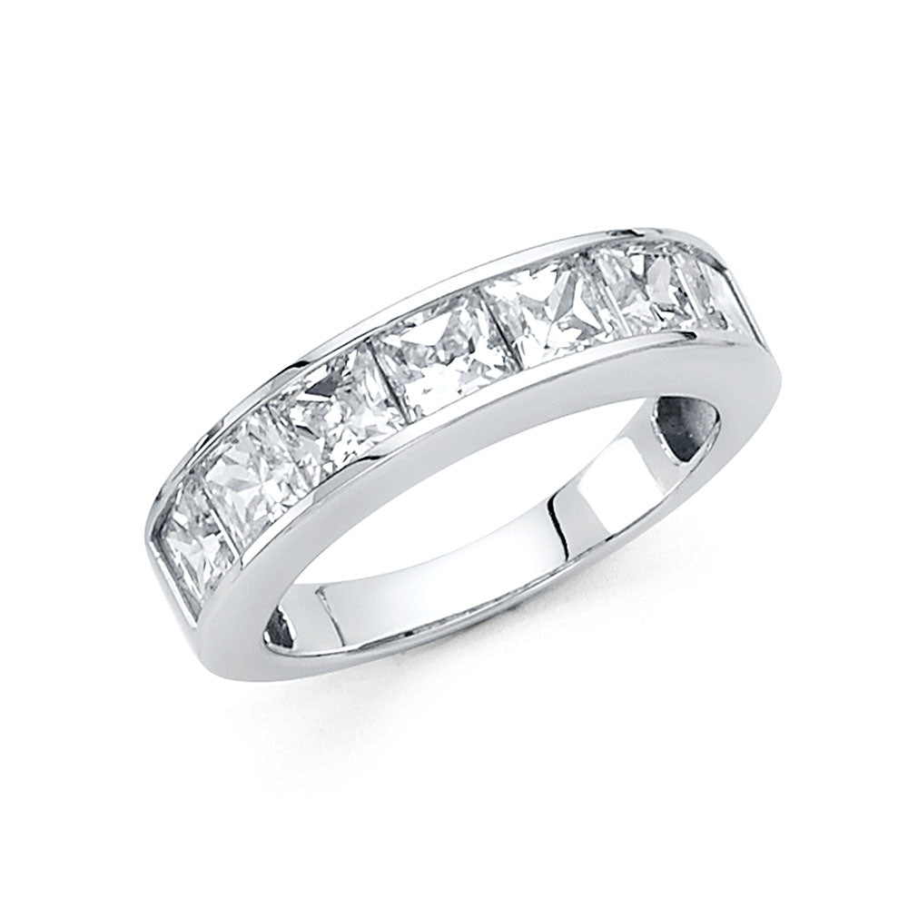 14K White Gold CZ Ladies Wedding Band
