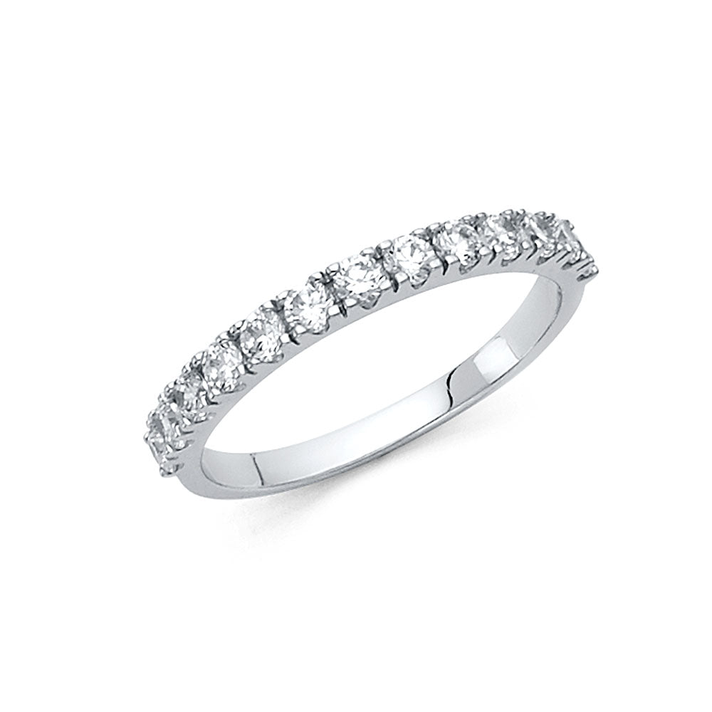 14K White Gold CZ Ladies Wedding Band