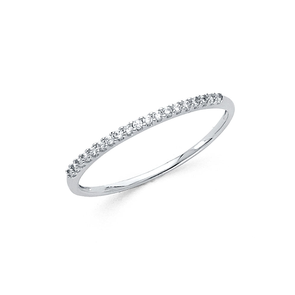 14K White Gold CZ Ladies Wedding Band