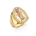 14K Yellow White Rose Gold CZ Mens Ring