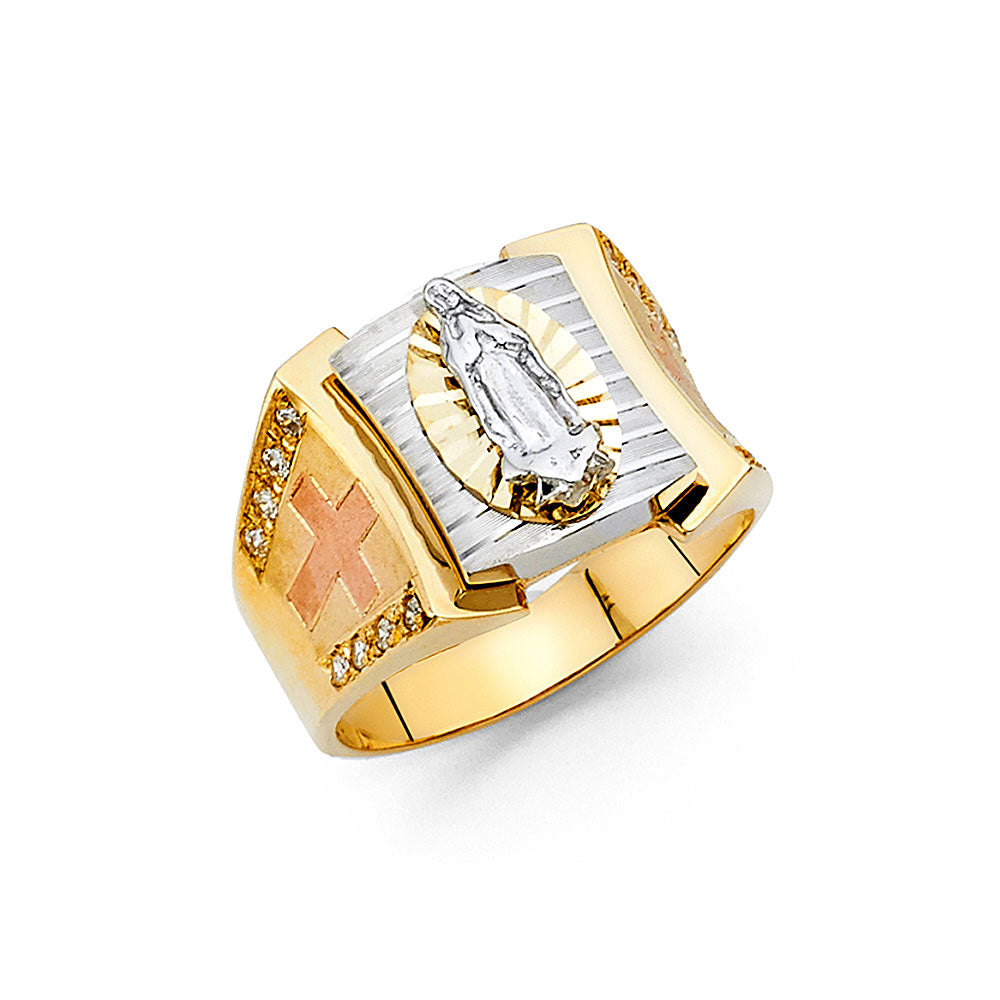14K Two Tone Gold CZ Mens Ring