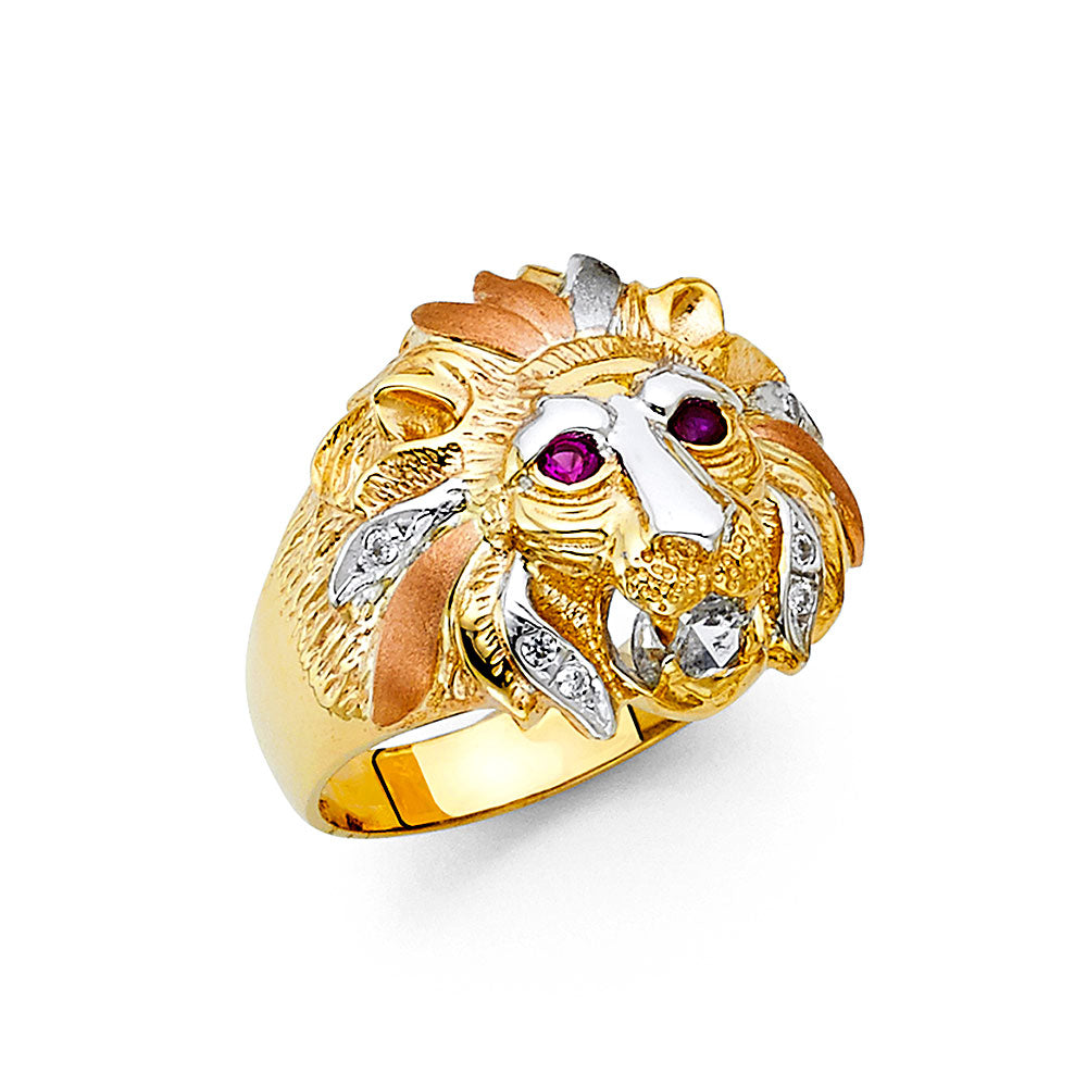14K Yellow White Rose Gold CZ Mens Ring