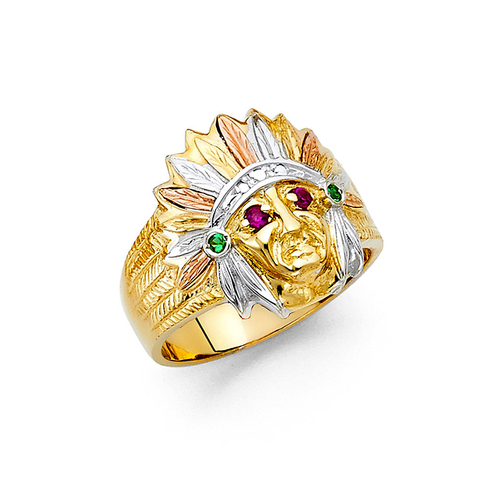 14K Yellow White Rose Gold CZ Mens Ring