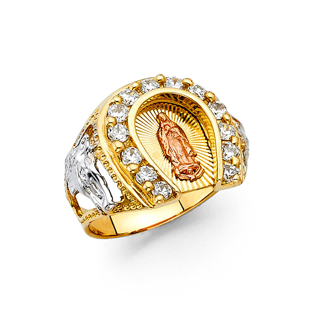 14K Yellow White Rose Gold CZ Mens Ring