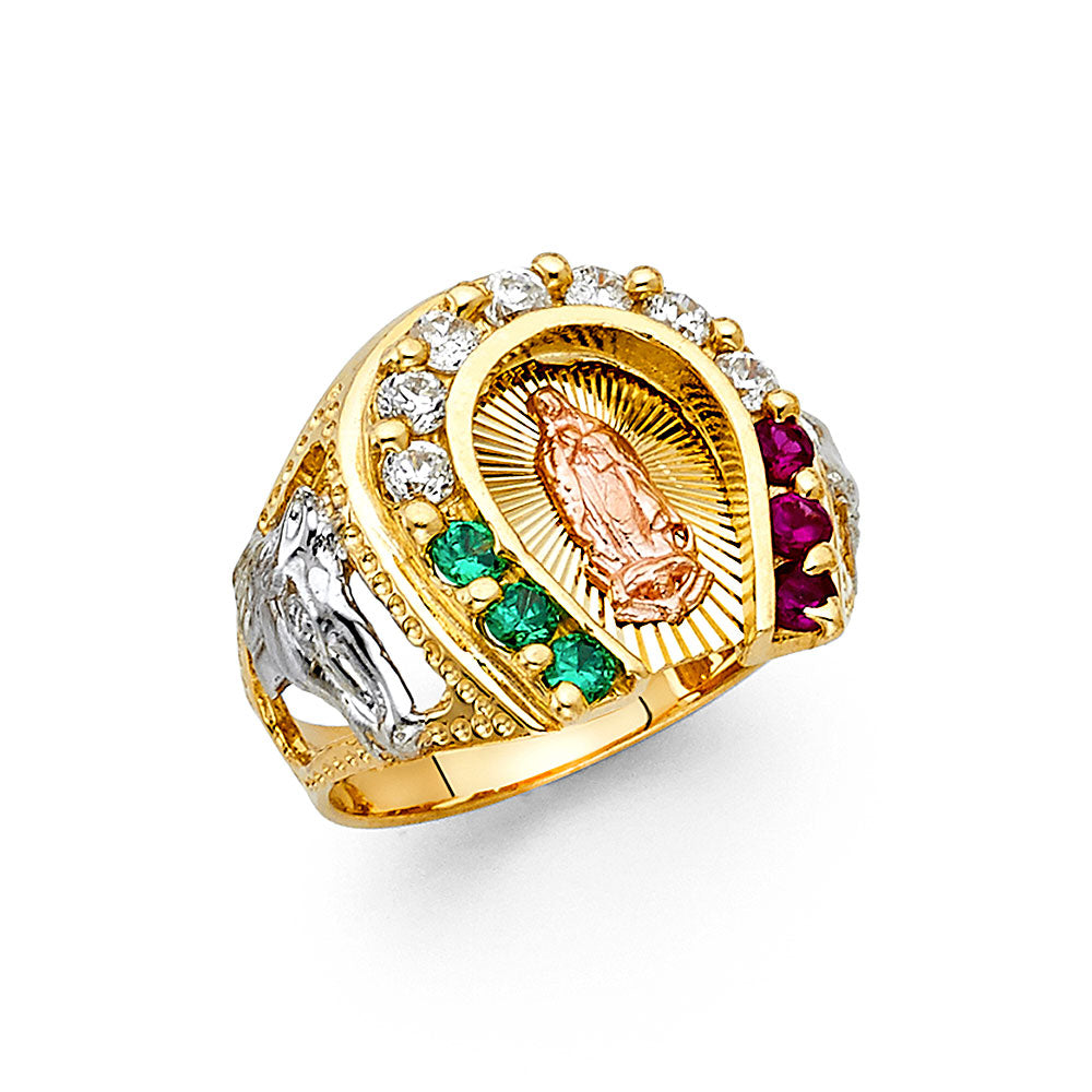 14K Yellow White Rose Gold CZ Mens Ring