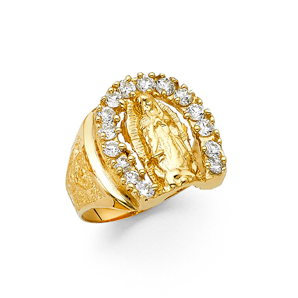 14K Yellow Gold CZ Mens Ring
