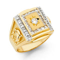 14K Yellow Gold CZ Mens Ring