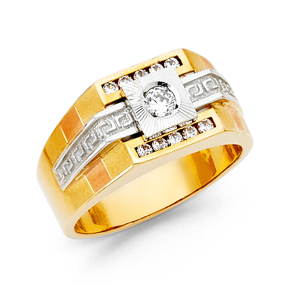 14K Yellow Gold CZ Mens Ring