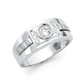 14K White Gold CZ Mens Ring