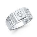 14K White Gold CZ Mens Ring