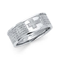 14K White Gold Religious Mens Ring