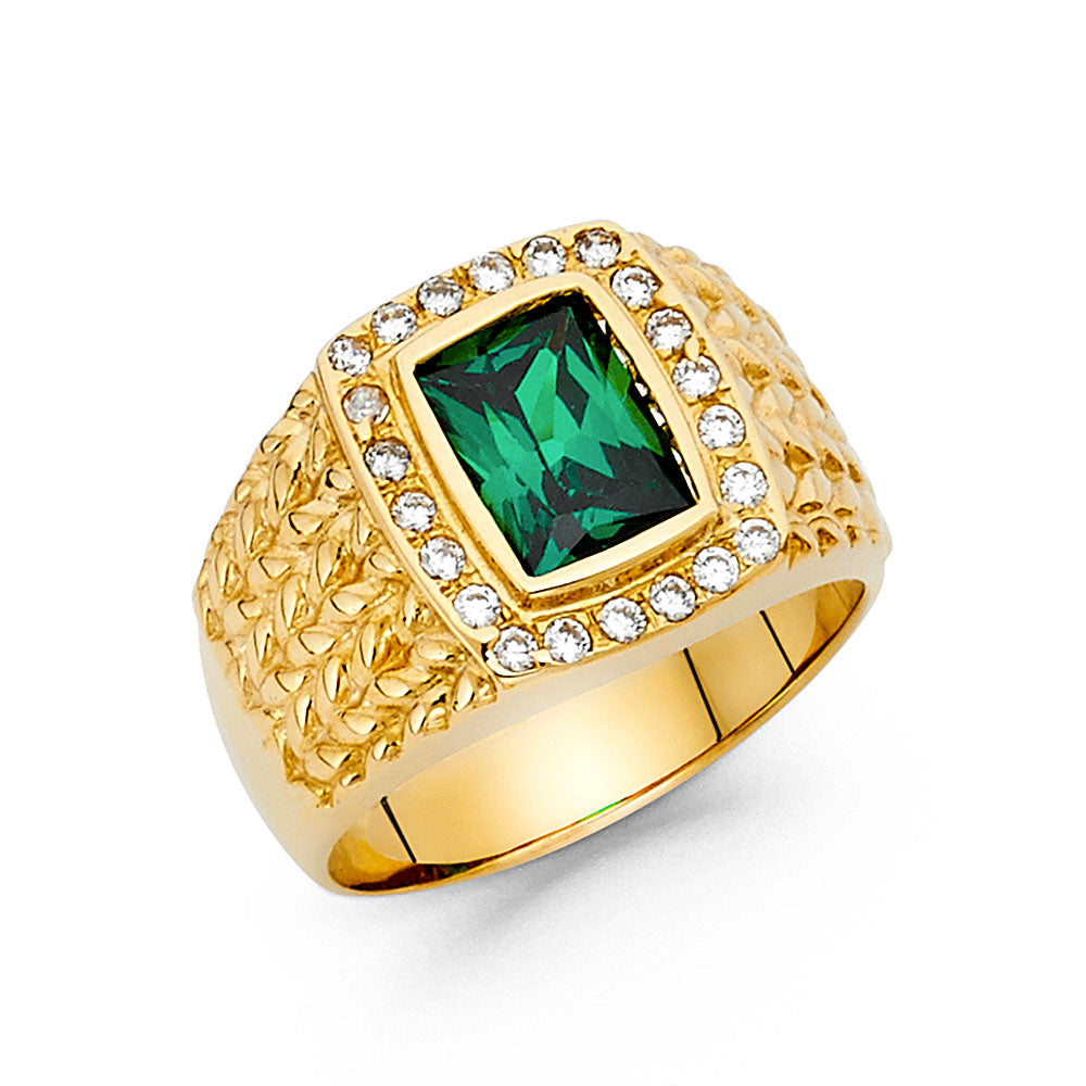 14K Yellow Gold CZ Mens Ring