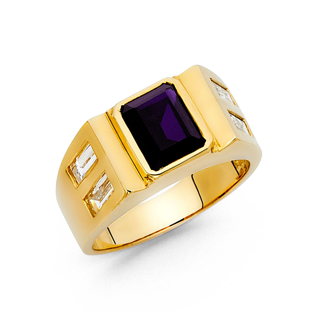 14K Yellow Gold CZ Mens Ring