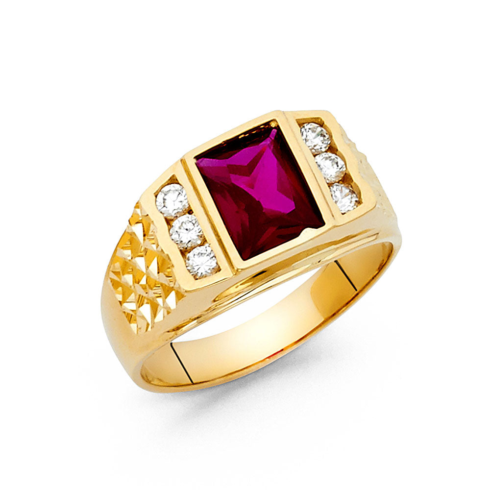 14K Yellow Gold CZ Mens Ring