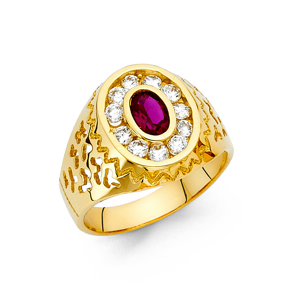 14K Yellow Gold CZ Mens Ring