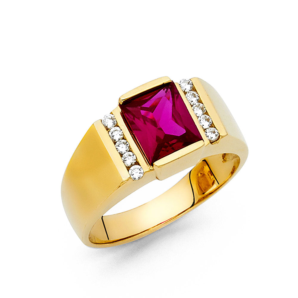 14K Yellow Gold CZ Mens Ring