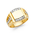 14K Two Tone Gold CZ Mens Ring
