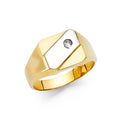 14K Two Tone Gold CZ Mens Ring