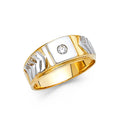 14K Two Tone Gold CZ Mens Ring