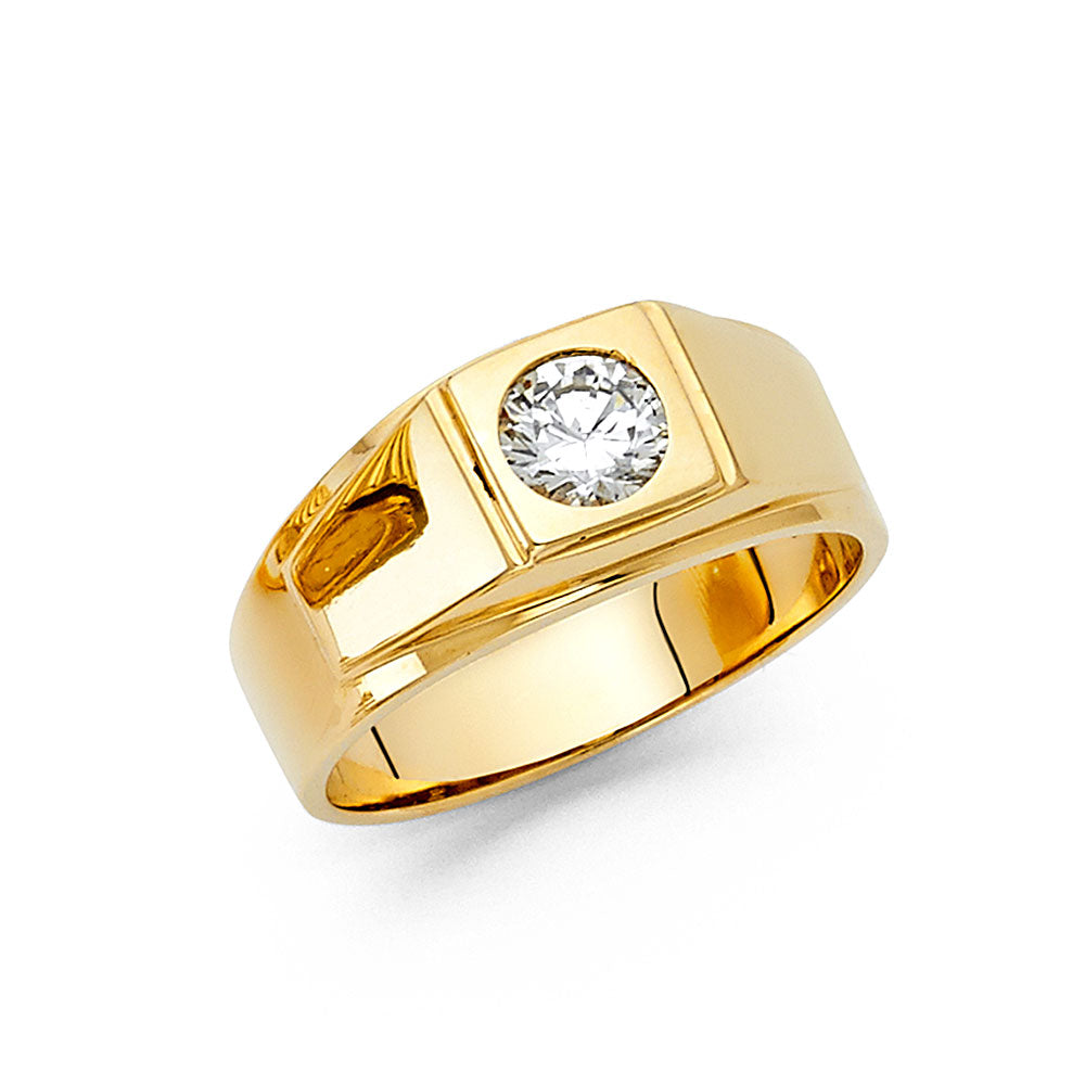 14K Yellow Gold CZ Mens Ring