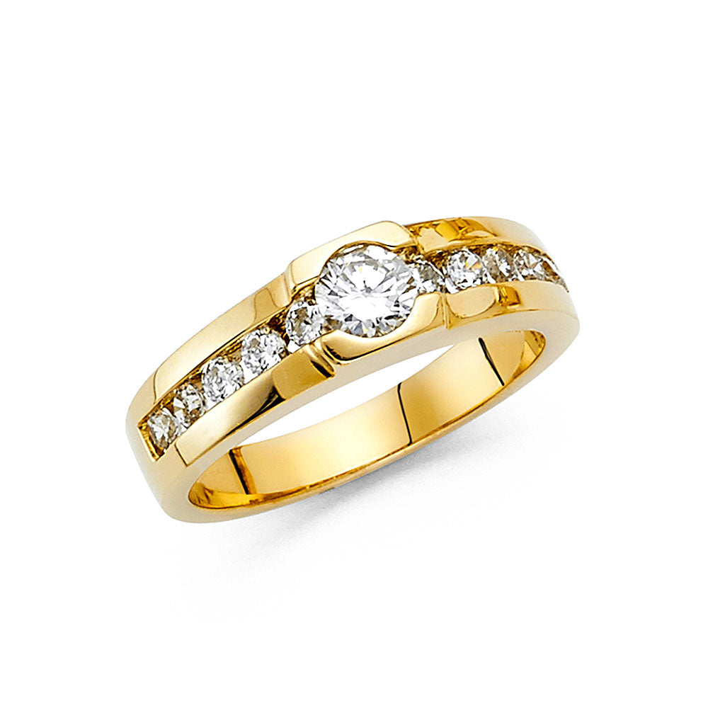 14K Yellow Gold CZ Mens Ring