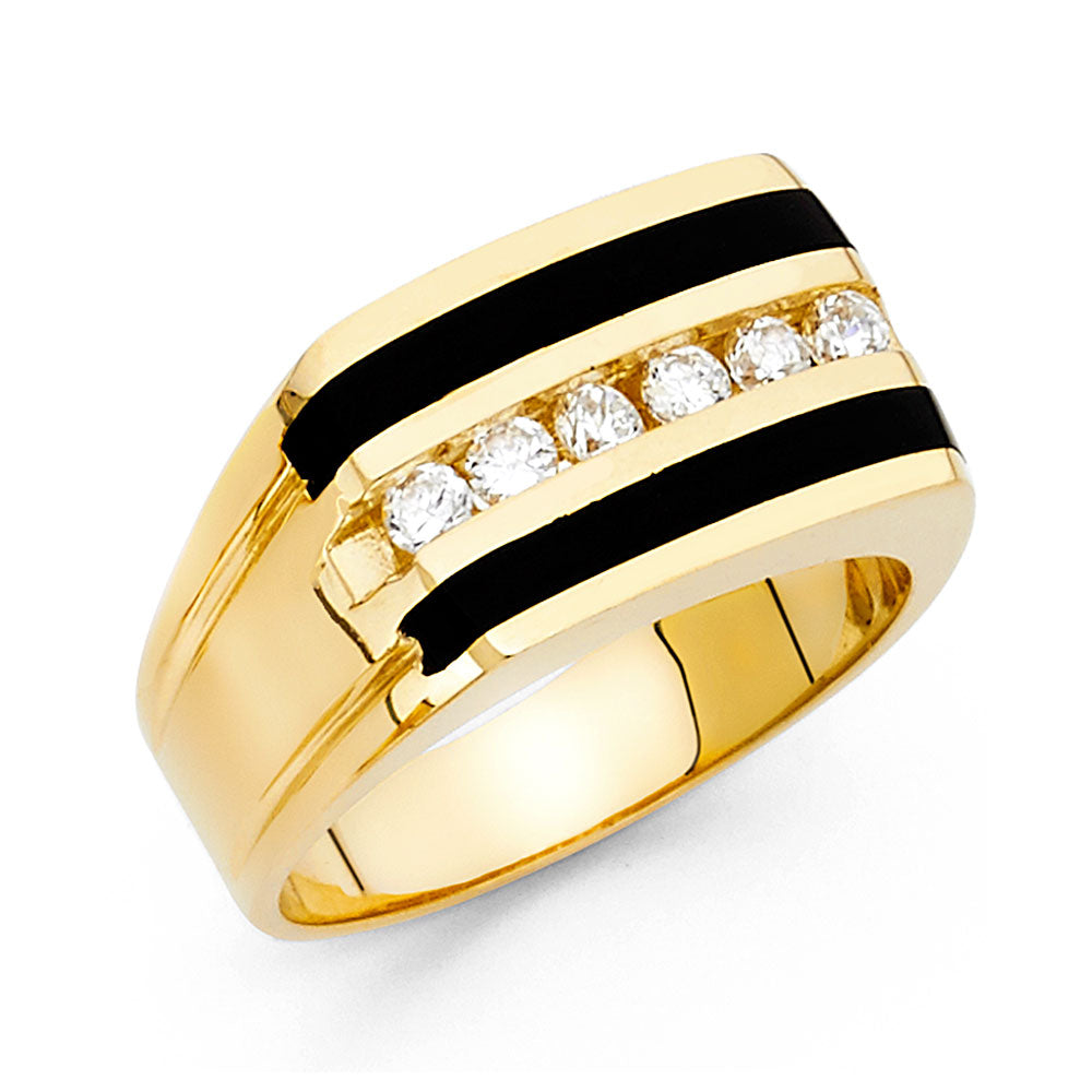 14K Yellow Gold Onyx Mens Ring