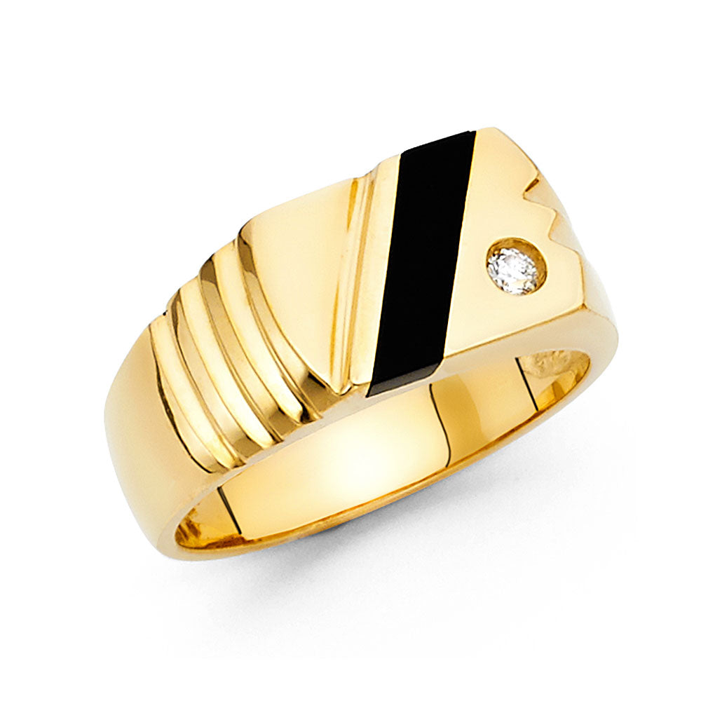 14K Yellow Gold Onyx Mens Ring