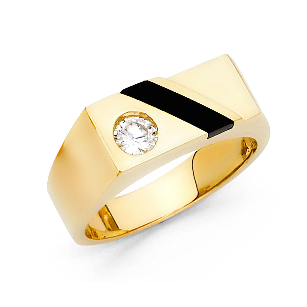 14K Yellow Gold Onyx Mens Ring