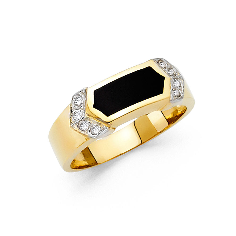 14K Two Tone Gold Onyx Ring