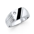 14K White Gold Onyx Mens Ring