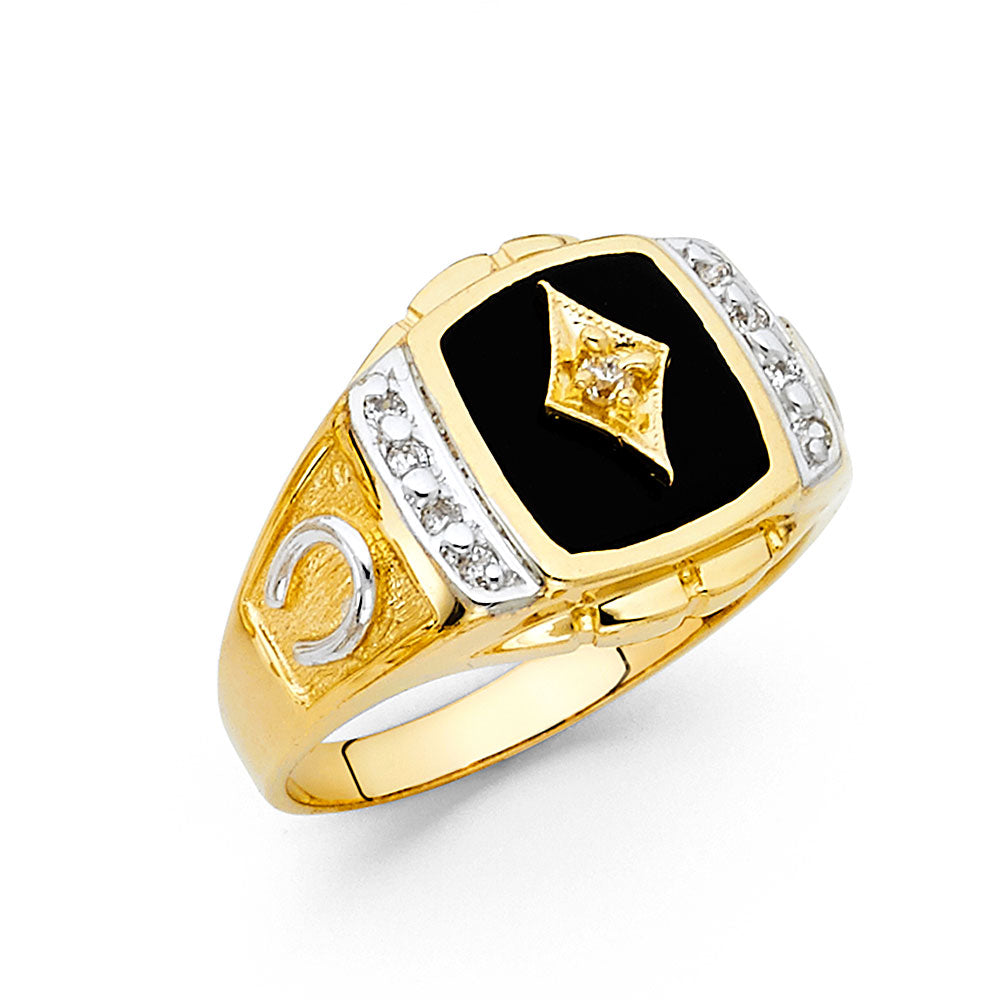 14K Yellow Gold Onyx Mens Ring