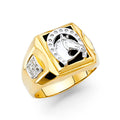 14K White Gold Fancy Onyx Mens Ring
