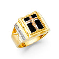 14K Yellow Gold Onyx Mens Ring
