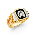 14K Yellow Gold Onyx Mens Ring