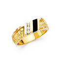 14K Two Tone Gold Onyx Mens Ring