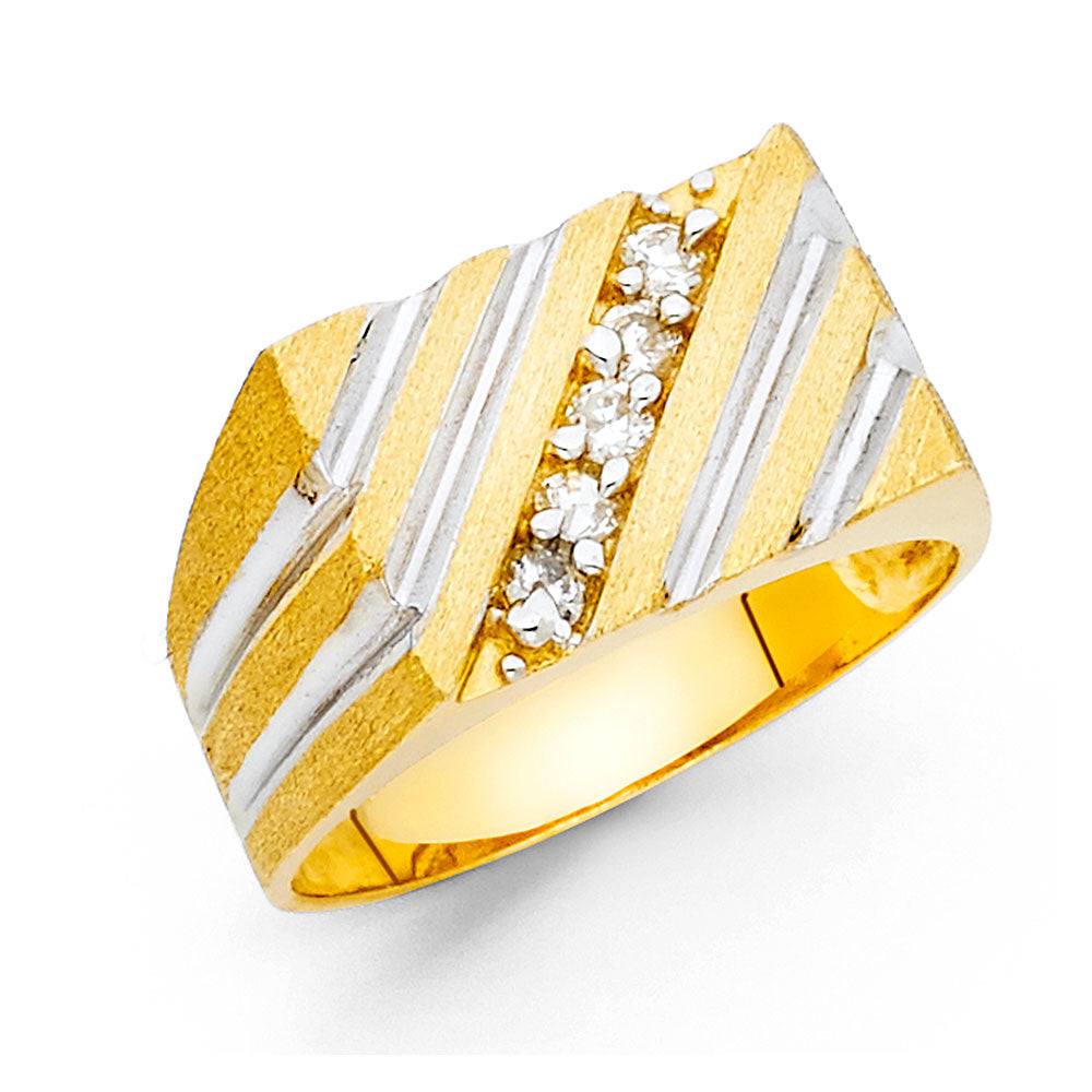 14K Yellow Gold CZ Mens Ring