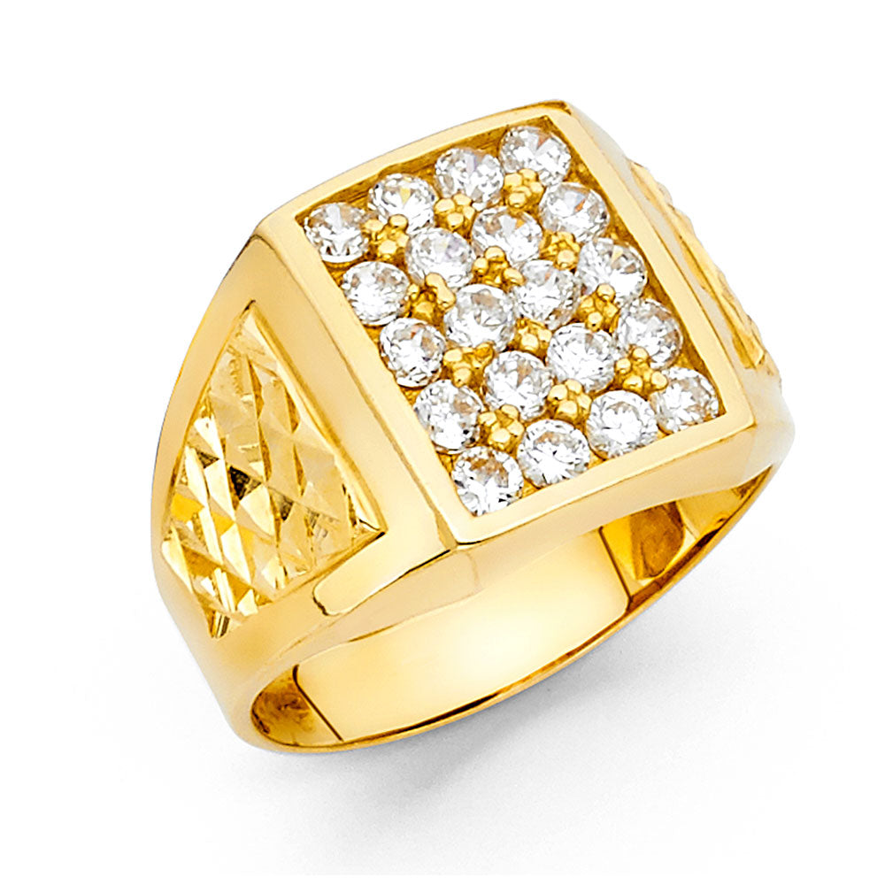 14K Yellow Gold CZ Mens Ring