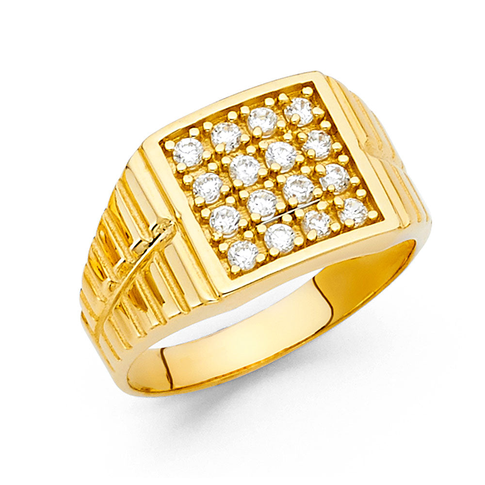 14K Yellow Gold CZ Mens Ring